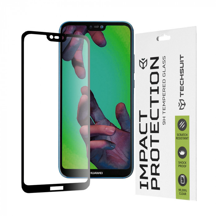 Folie pentru Huawei P20 Lite - Techsuit 111D Full Cover / Full Glue Glass - Black