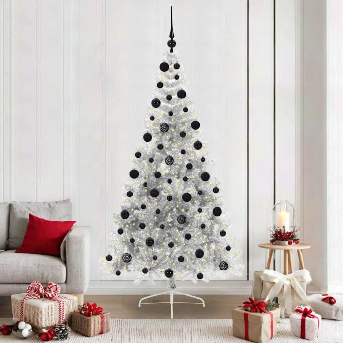vidaXL Pom de Crăciun artificial pre-iluminat Argintiu 210 cm PET 3397220