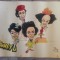 Caricatura Boney M, trupa pop// acuarela pe hartie, fan art