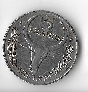 Moneda 5 francs 1980 - Madagascar foto