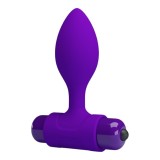 Plug anal PRETTY LOVE Vibra Butt Plug, cu vibrator bullet inclus, 10 funcții de vibrație, diametru 2.7 cm, mov