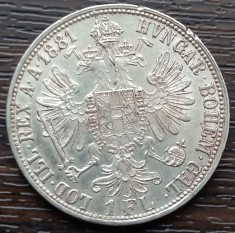 (A695) MONEDA DIN ARGINT AUSTRIA - 1 FLORIN 1881, EROARE - MATRITA SPARTA LA GAL