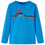 Tricou de copii cu m&acirc;neci lungi albastru cobalt 128, vidaXL