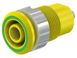 Soclu banană 4mm galben-verde nichelat