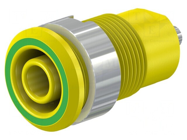 Soclu banană 4mm galben-verde nichelat
