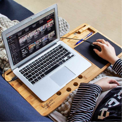 Suport pentru laptop din bambus cu mousepad StarHome GiftGalaxy foto