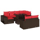 Cumpara ieftin Set canapele de gradina cu 11 piese si perne, poliratan maro