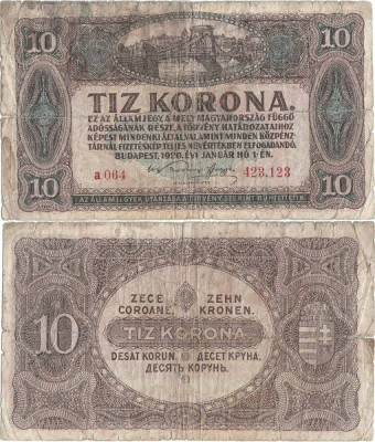 1920 ( 1 I ) , 10 korona ( P-60 ) - Ungaria foto