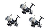 Set 3 mulinete, Diamant Alb, XZ9000, tambur long cast, baitrunner si 10 rulmenti