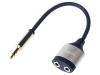 Logilink Splitter Jack 3.5mm cu 2 Sockets, Aluminiu, Aurit, Albastru, 0.18m