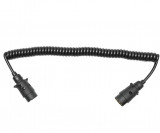 Cablu spiral 2.5m cu 2 stechere tata din plastic, 7 pini pentru priza auto
