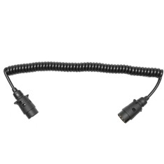 Cablu spiral 2.5m cu 2 stechere tata din plastic, 7 pini pentru priza auto