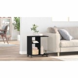 Măsuța laterală vidaXL cu roți Negru Stejar 50x30x55 cm din lemn prelucrat