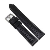 Cumpara ieftin Curea Ceas Piele Vitel Neagra 18mm Fleurus, Cusatura Alba, Catarama Argintie
