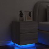 VidaXL Noptieră cu lumini LED, sonoma gri, lemn prelucrat