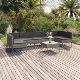VidaXL Set mobilier de grădină cu perne, 8 piese, gri, poliratan