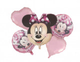Buchet 5 baloane folie Minnie Mouse Happy Party, 65 x 50 cm