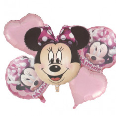 Buchet 5 baloane folie Minnie Mouse Happy Party, 65 x 50 cm