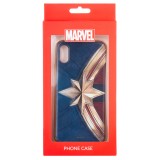 Husa TPU Marvel pentru Apple iPhone X, Captain Marvel 001, Aurie