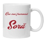 Cana alba personalizata Cea mai frumoasa sora, INOVATIX&reg;. 330ml, Oem