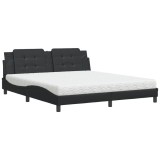 Cumpara ieftin Pat cu saltea, Zadar, negru, 180x200 cm, piele ecologica