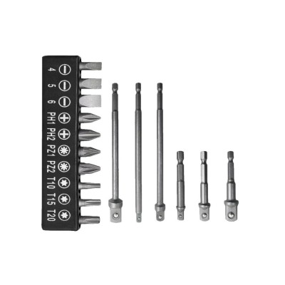Set adaptoare si biti, 16 piese, Silver foto