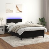 Cumpara ieftin Pat cu arcuri, saltea și LED, negru, 120x200 cm, catifea