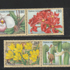ONU Geneva 1996-Flora,Flori,Specii pe cale de disparitie,serie 4 val.MNH.288-291