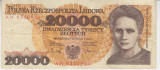M1 - Bancnota foarte veche - Polonia - 20000 zloti - 1989