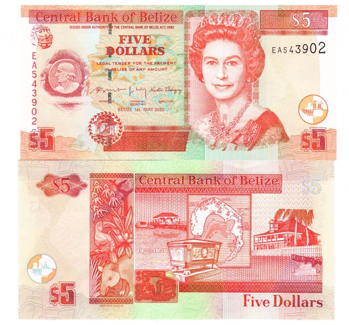 Belize 5 Dolari 2020 P-67 UNC