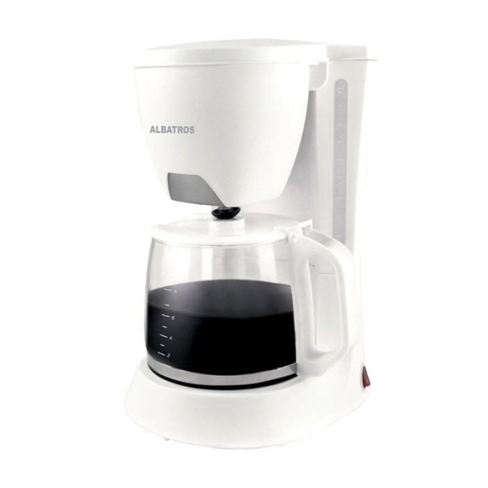 Filtru cafea Albatros Verona 2, 680 W, cana sticla 1.2 l, maner ergonomic, Alb