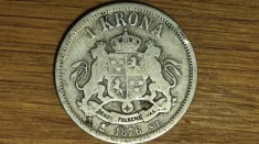 Suedia - moneda de colectie argint 800- 1 krona / coroana 1876 - Oscar II - raruta !