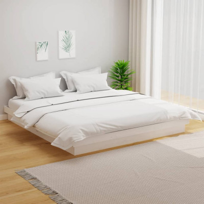 Cadru de pat, alb, 160x200 cm, lemn masiv foto