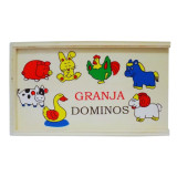 Joc educativ Domino Montessori cu animale de la ferma, Onore, multicolor, lemn, 15.5 x 9 x 4 cm, 28