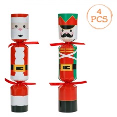 Set Crăciun Crackers, Moș Crăciun și Spărgătorul de Nuci, 4 Bucăți, Multicolor foto
