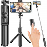 Selfie stick/trepied 2 in 1, telecomanda, Bluetooth, multifunctional, plastic/aluminiu, negru, Izoxis