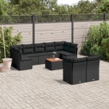 Gossi set canapele de gradina cu perne, 10 piese, negru, poliratan