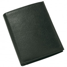 Portofel negru cu multiple buzunare pentru carduri, bancnote si monede, Everestus, PO10TI, piele, 118x92x15 mm foto