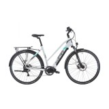 Bicicleta electrica Sprint E-Trekking Faster Lady 28 Alb Lucios/Turcuaz - 533mm Ultimate FactoryBikes