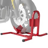 HOMCOM Stand de motociclete cu suport de atelier blocare roată 17 p&acirc;nă la 21 de inci tampoane antidereapante metal 60 x 55 x 43 cm roșu | Aosom Romani