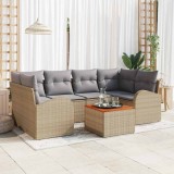VidaXL Set Canapea Grădină 7 pcs Bej, gri deschis Mari