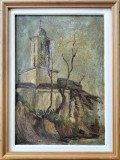 Cumpara ieftin Tablou de V. Petrov-"Biserica veche", pictură &icirc;n ulei (1940)