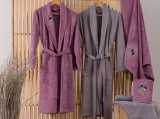 Cumpara ieftin Set Halate si Prosoape de Baie Violet Mov-Gri (Bambus)