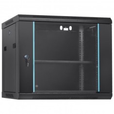 Cabinet metalic / Rack 19&#039;&#039;, Vevor 9U, usa din sticla, 500 x 450 x 600 mm, Montare pe perete