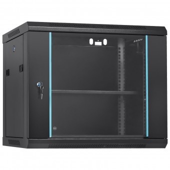 Cabinet metalic / Rack 19&amp;#039;&amp;#039;, Vevor 9U, usa din sticla, 500 x 450 x 600 mm, Montare pe perete foto