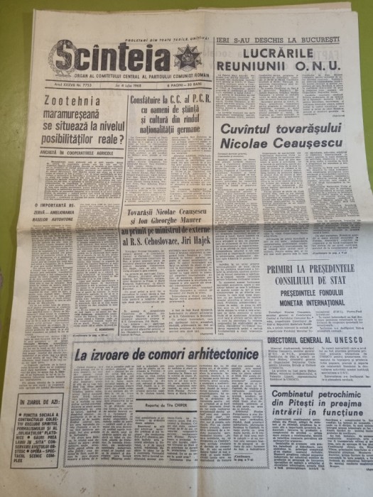 scanteia 4 iulie 1968-art. zootehnia maramureseana,cuvantarea lui ceausescu