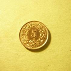 Moneda 5 rapen 1928 Elvetia , cal.Necirculat