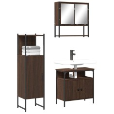 vidaXL Set mobilier de baie, 3 piese, stejar maro, lemn prelucrat 3214699