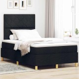 Cumpara ieftin Pat cu arcuri cu saltea Negru 120 x 200 cm țesătură