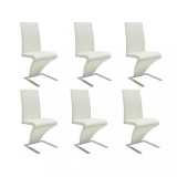 vidaXL Scaune de bucătărie, 6 buc., alb, piele ecologică 160566